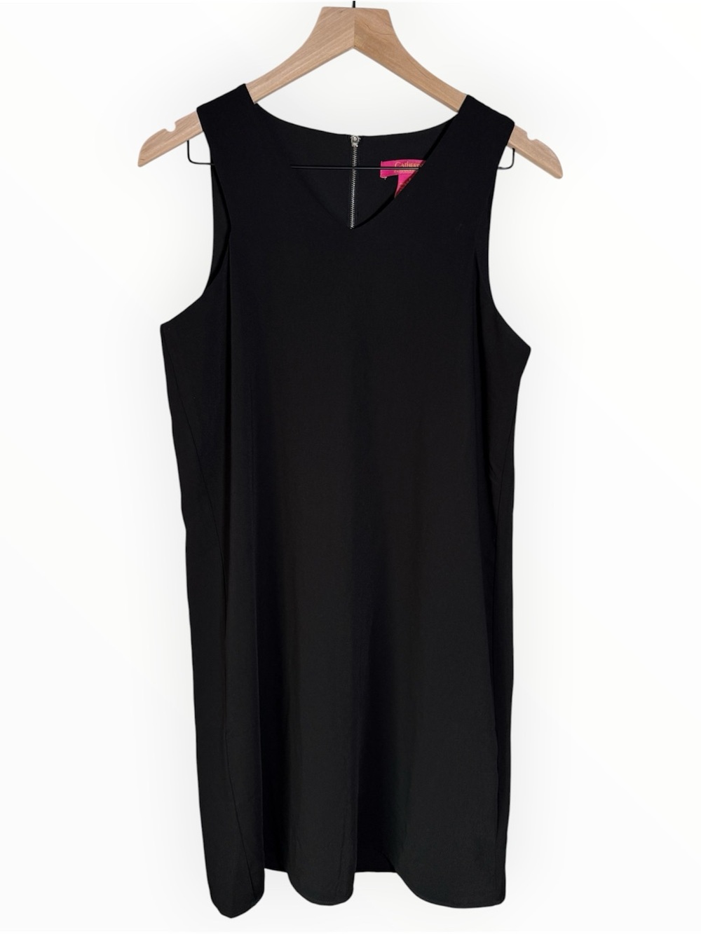 Cathrine Malandrino Sleeveless Black Shift Dress Size 8 Knee Length Lined Zip